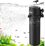 AQQA Aquarium Filter, 260GPH Submersible Fish Tank Filter with Dual Water Outlet & Aeration, Adjustable Air Flow Filter for 50-100 Gallon Tanks, Filtration Oxygenation Circulation Water Pumping (12W)