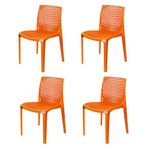 PETALS Designer Web Plastic Chairs Set of 4 | PVC Fiber Armless Plastic Dining Chair for Home, Office, Dining Room, Cafeteria & Restaurants | Weight Bearing Upto 220kg | Orange