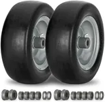 2 PCS 11x4.00-5" Flat Free Lawn Mower Tire on Wheel, 3/4" or 5/8" Bushing, 3.4"-4"-4.5-5" Centered Hub, Universal Fit Smooth Tread Tire for Zero Turn Lawn Mowers, with Universal Adapter Kit