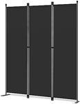 Angel Living Foldable Room Divider 3 Panels Freestanding Screen Wall Room Divider Partition for Offices, Balcony, Bedroom, Outdoor Garden 168 x 165cm Black