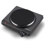 Elite Gourmet ESB-301BF# Countertop Single Flat Burner, Electric Hot Burner, Temperature Controls, Power Indicator Lights, Easy to Clean, 1000 Watts (Black)