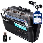 KLIM K7 Cassette Player - Cassette to Digital Converter - Portable Player with Built-in Microphone & Speaker - Rechargeable Battery - Earphones - 32GB SD Card - Black