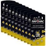 Rayovac Acoustic Zinc Air Hearing Aid Batteries, Size 10 AU, Yellow Tab, Pack of 60