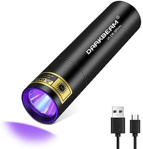 DARKBEAM Flashlight UV Black Light 395 NM, Mini but Powerful USB- C LED Rechargeable Woods Lamp, Ultraviolet Flashlights for Pet Dog Urine, Stains Detection/Resin Curing/Fluorescent Agent