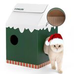 Conlun Cat Scratcher Cardboard House with Cat Scratching Board & Catnip,Quick Assembly Cat Toy for Indoor Cats Scratch & Rest Cat Furniture Condo Cave Bed for Christmas Decoration Kitty Xmas Gifts