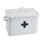 Creative Co-Op DA7188 Enameled First Aid Box with Lid & Black Cross on Front