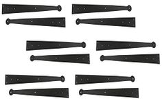 Adonai Hardware Asahel Heavy Antique Iron Hand Forged Strap False/Faux/Dummy Front Hinges (Black Powder Coated) for Vintage Barn Doors, Gates, Furniture, Garage, Shutters and Fences