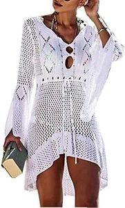 Jinsha Vestido de Playa - Mujer Pareos y Camisola de Playa Sexy Cover up, Talla unica, Blanco