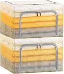 byg 110L Waterproof Transparent Storage Bins Stackable Foldable Steel Frame storage Boxes for Comforters Bedding Blankets Clothing Pillows Decorations Pack of 2