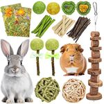 Rabbit Toys Guinea Pig Toys，Chinchilla Toys Rabbit Toys Boredom Breaker Accessories ， Natural Timothy Hay Sticks Rabbit Treats Toys for Rabbit, Bunny, Chinchilla, Guinea Pig Teeth Care (STYLE-42PCS)