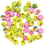 HAIKING Mini Pencil Erasers, 50 Pcs Smiling Face Mini Erasers for Schools, Office, Homework, Painting (Multi Style)