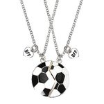 Football Friendship Necklace for 2 Best Friends Sport Soccer Themed Gifts for Boys Girls Matching BFF Necklaces Christmas Graduation Birthday Gifts for Teens