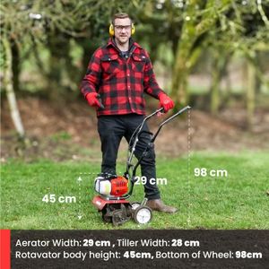 BU-KO 52cc Petrol Garden Tiller – 3HP 2-Stroke Soil Cultivator, Lightweight, Durable