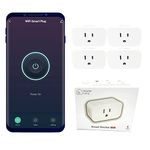 Smarter Living - WiFi Smart Plug (4 Pack), Reliable WiFi, Supports 15A 1800 Watts, Small Size, No Hub Required, Works with Alexa, Google Home, Voice Control, Smart Life and Tuya App