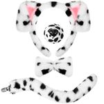 SATINIOR Puppy Dog Costume Set Dalmatian Dog Ears Headband Fake Nose Bow Tie Dog Tail Kids Adults Costume Accessory for Carnival Mardi Gras World Book Day Cosplay(White, Dalmatian)