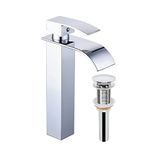 Beelee Chrome Brass Single Handle Basin Faucet Mixer Tap Waterfall Vanity Sink Faucet For Bathroom Bath Basin for Vessel Sinks