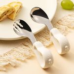 StarAndDaisy Premium Stainless Steel Baby Spoon & Fork Set for Baby Feeding, Non Toxic BPA Free Training Feeding Spoon, Food Grade Silicone Handle, Spoon for Baby & Kids of 12+ Months.