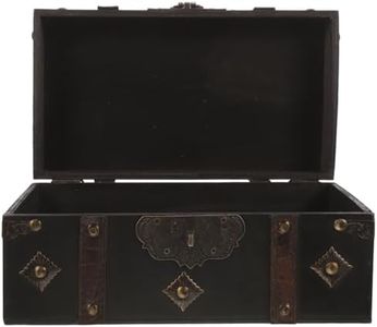 Ciieeo Wooden Vintage Chest Retro Treasure Box Decorative Storage Box with Lock Antique Jewelry Case Trinket Box for Keepsakes Coin Collection and Home Decorations