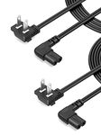 CableCreation 2-Pack Angled 2-Slot Non-Polarized Angle Power Cord (IEC320 C7 to Nema 1-15P) for Smart TV, PS4, Printer, Monitor, 10 Feet/3M, Black