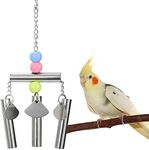 Bird Stainless Steel Bells String Parrot Hanging Chew Toy for Parakeet Cockatiel Cockatoo Conure (Silver-1)