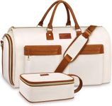 House of Quirk Convertible Garment Duffel Bag with Toiletry Bag – 2-in-1 Carry-On Hanging Suit Travel Bag for Men & Women (Cream)