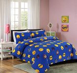 Emoji Ikons Pattern Modern Stylish Luxurious Duvet Cover Sets Quilt Cover Sets Reversible Bedding Sets (Blue, Double)