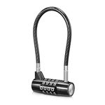 AMIR Upgraded 4 Digit Combination Padlock, Resettable Padlock with Steel Cable Rope, Outdoor Waterproof Cable Lock, Cable Locks with Combination for Gym Locker, Hasp Cabinet, School, Fence Gate