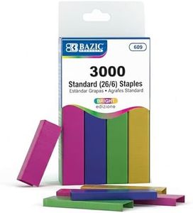 BAZIC Staples Standard (26/6) Metallic Color 3000/Pack, Stapler Refill Standard Size Staple, Assorted Colors, 1-Pack
