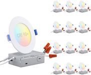 TORCHSTAR 12-Pack 4 Inch Ultra-Thin LED Recessed Lighting with J-Box, 2700K/3000K/3500K/4000K/5000K Selectable, CRI 90+, 650LM Dimmable 5CCT Slim LED Downlight, ETL & Energy Star Listed
