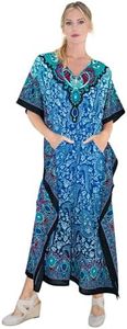 Miss Lavish London Ladies Kaftans Kimono Maxi Style Dresses Suiting Teens to Adult Women in Regular to Plus Size (X-Large, 101-Blue)