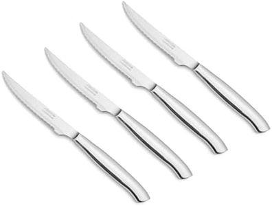 Arcos Juego Cuchillos carne 4 piezas. Paquete Cuchillos bolsillo con borperla para cortar y filetear carne. Hoja y mango Acero Inoxidable monobloque. Serie Mesa.