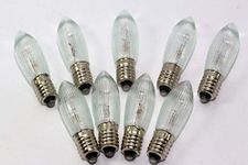 9 Pack of 34V, 3W, E10, MES Spare Christmas Bulb Lamp for Candle Bridge, Dencon