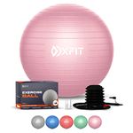 OXFIT Exercise Ball - Anti-Burst, Multi Size, Yoga Ball with Foot Pump - Gym Ball for Fitness, Pilates, Pregnancy, Labour, Birthing Ball, Swiss Ball – multiple colours (50-55cm (S), Pink)