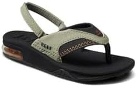 Reef Boy's Little Fanning Flip-Flop, Olive/Sudan, 12 Little Kid
