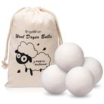 OrgaWise Wool Dryer Balls 4-Pack, Reuseable,Static reducing, 100% Organic New Zealand Wool Tumble Dryer Ball Wool Drying Balls, Natural Fabric Softener.