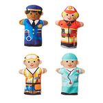 Melissa & Doug Jolly Helpers Hand Puppets (Set of 4) - Construction Worker, Doctor, Police Officer, and Firefighter
