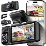 REDTIGER 4K 3 Channel Dash Cam 5G WiFi Built-in GPS, Included 64GB Card, 2160P+1080P+1080P Front and Rear Inside, Loop Recording, Triple Car Camera with 3 Inch Screen, IR Night Vision, Parking Mode