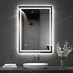 Dripex Bathroom Mirror with LED Lights, 500 * 700 MM Illuminated Bathroom Mirror Wall Mounted Vanity Mirror, Bathroom Light Mirror with Demister Pad, Horizontal/Vertical