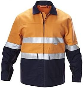 Hard Yakka Men's Core Hi-Visibility 2 Tone Taped Cotton Drill Jacket, Orange/Navy, Medium