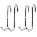 QWORK® 2 Pack Shower Door Hooks, Towel Hanging Bath Towels Shower Hooks for Bathroom Glass Door 304 Stainless Steel