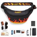 SUPERVEK Waist Bag for Men Women - Fanny Pack for Men with Water-Resistant YKK Zipper & Fabric Bags, Stylish Cross Body Bag Mens, Travel Chest Side Hip Pouch west Belt Bag Gifts for Men - Lit Fire