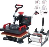 CREWORKS Heat Press Machine, 30x23 cm 8 in 1 Swing Away Heat Press with Digital Control, Multipurpose T Shirt Press Machine with Dual Heating Tubes for Mug Cap Hat Plate