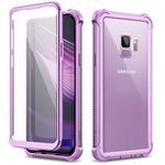 Dexnor Case for Samsung Galaxy S9 360 Full Body 3 Layers Protection Cover Shockproof Bumper Crystal Clear Slim Anti-Scratch Back Panel with Built-in Screen Protector - Purple