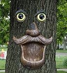 ALLADINBOX Tree Face Birdfeeder - Old Man with Glowing Eyes in Dark Outdoor Tree Hugger Sculpture - Whimsical Garden Decoration and Wild Birdfeeder Yard Art