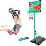 Coo11 2.4m Square Base Basketball Hoop Portable & Adjustable Height Professional Court Goal System for Adults Teenagers Indoor/Outdoor Games Gifs for Boys and Girls 8+ Years Old