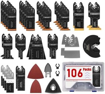 Adust 106 Pack Oscillating Saw Blades with Case, Universal Multitool Blades, Oscillating Tool Blade, Curved Blade/Extra Long/Titanium/Bi-Metal for Wood/Metal/Plastic Fit Dewalt Milwaukee Ryobi