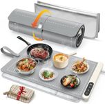 FYY Warming Mat for Food with Heat Resistant Pad, Prevent Countertop Cracks, Keep Meal Warm, Rapid and Full Surface Heating, 6 Temp Settings, 6H Timer, Upgraded Rollable Portable Food Warmer Mat Grey