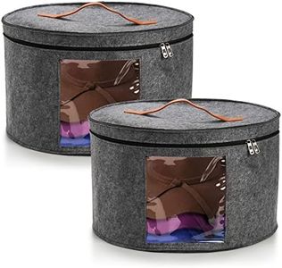 SOUJOY 2 Pack Hat Storage Boxes, 16.5" Foldable Stackable and Portable Felt Organizers for Cowboy Hats, Caps,Save Closet Space and Multi-Use Home Bin