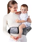 Baby Hip Carrier, GROWNSY Ergonomic Hip Seat Baby Carrier with Multiple Pockets, Adjustable Extended Waistband for Newborns & Toddlers up to 50 lbs, Light Grey