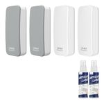 LOUKIN 4 Pack Magnetic Dry Erase Eraser, Whiteboard Eraser, Glass Board Eraser(Gray*2, White*2), Two Bottles of 3.4 fl oz Whiteboard Cleaner Included, for Classroom, Home and Office